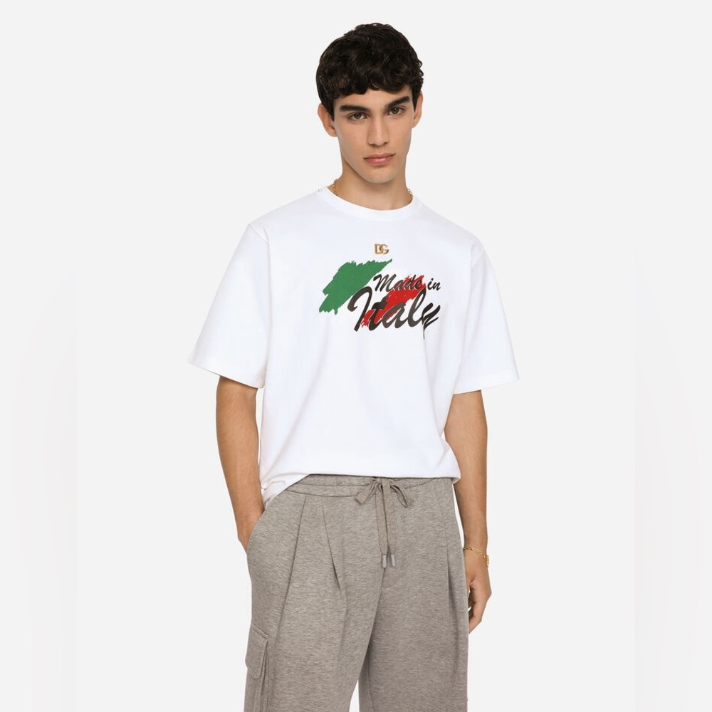 Dolce & Gabbana Men's MADE IN ITALY White T-Shirt - Size L/XL (50)